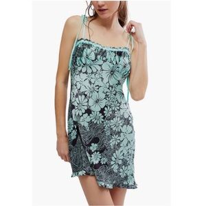 Free People! Retro Daisy Asymmetrical Floral Mini Dress In Black Combo NWT!